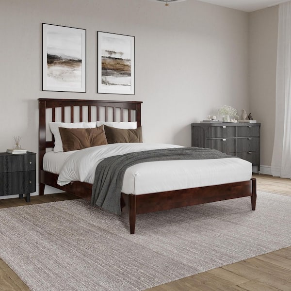 AFI Becket Walnut Brown Solid Wood Frame Full Low Profile Platform Bed