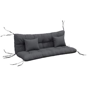 Tufted Bench Cushions for Outdoor Furniture, 3-Seater Replacement Swing Chair, Overstuffed Backrest, Charcoal Gray