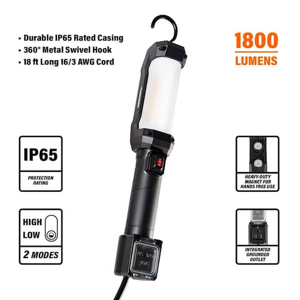 Husky 1800LM 120-Volt LED CORDED HANDHELD LIGHT K40519 - The Home