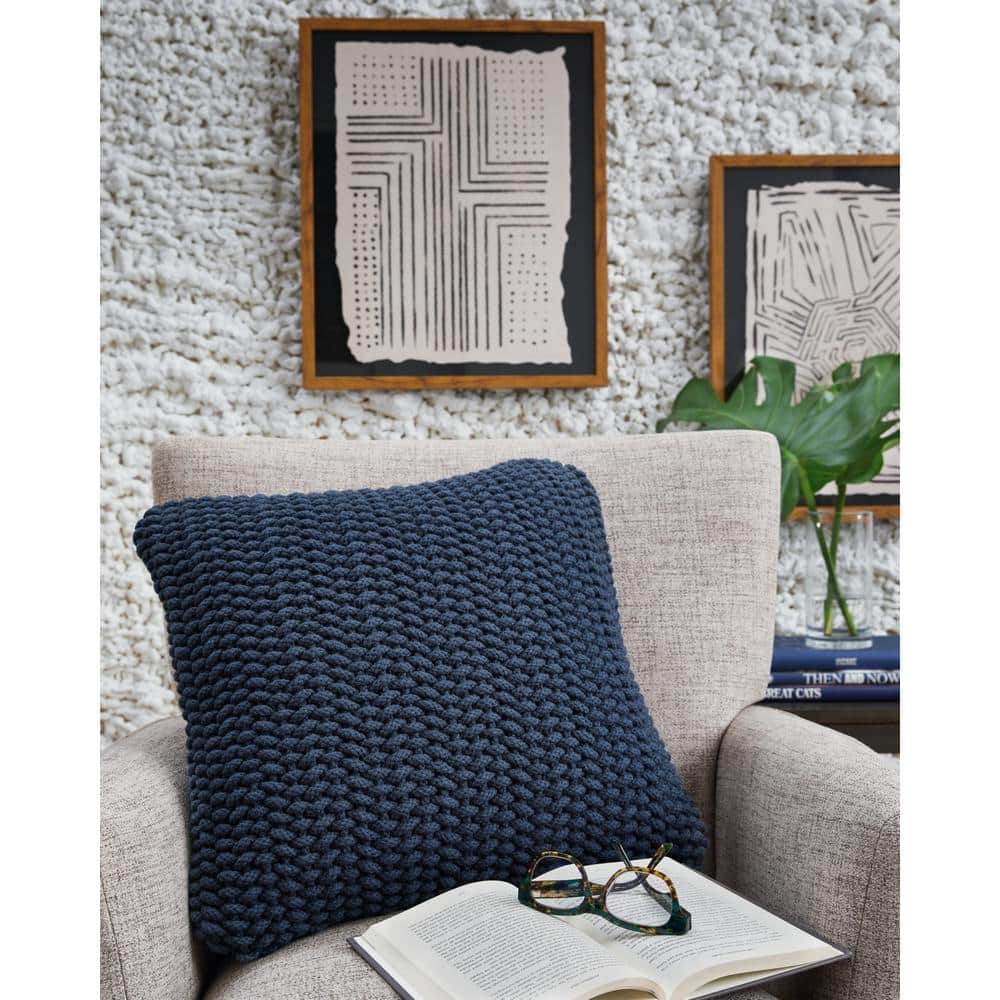 Renemore 20" Deep Blue Handwoven Cotton Square Pillow