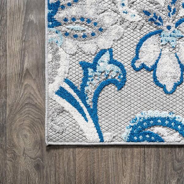 JONATHAN Y Gordes Paisley High-Low Light Gray/Blue 3 ft. x 5