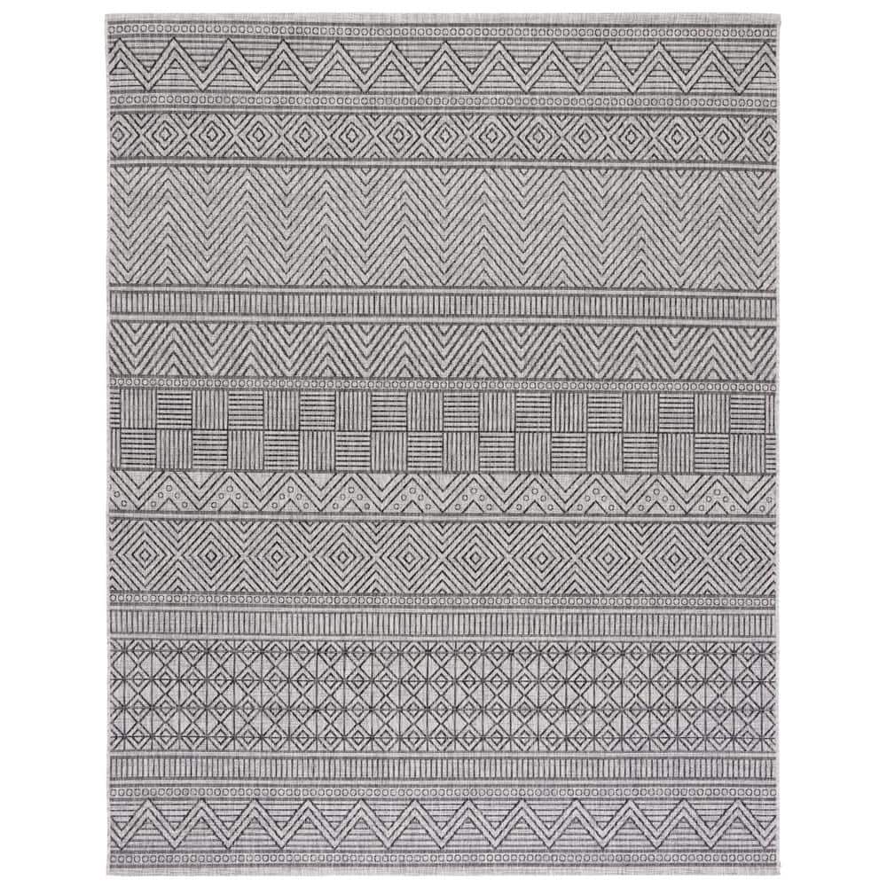 Reversible Black and Grey Synthetic Outdoor Rug, 9' x 12'