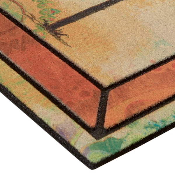 Mohawk Home Entryway Door Mat 3' x 4' All Weather Doormat Outdoor Non Slip  Recycled Rubber, Brown Squares