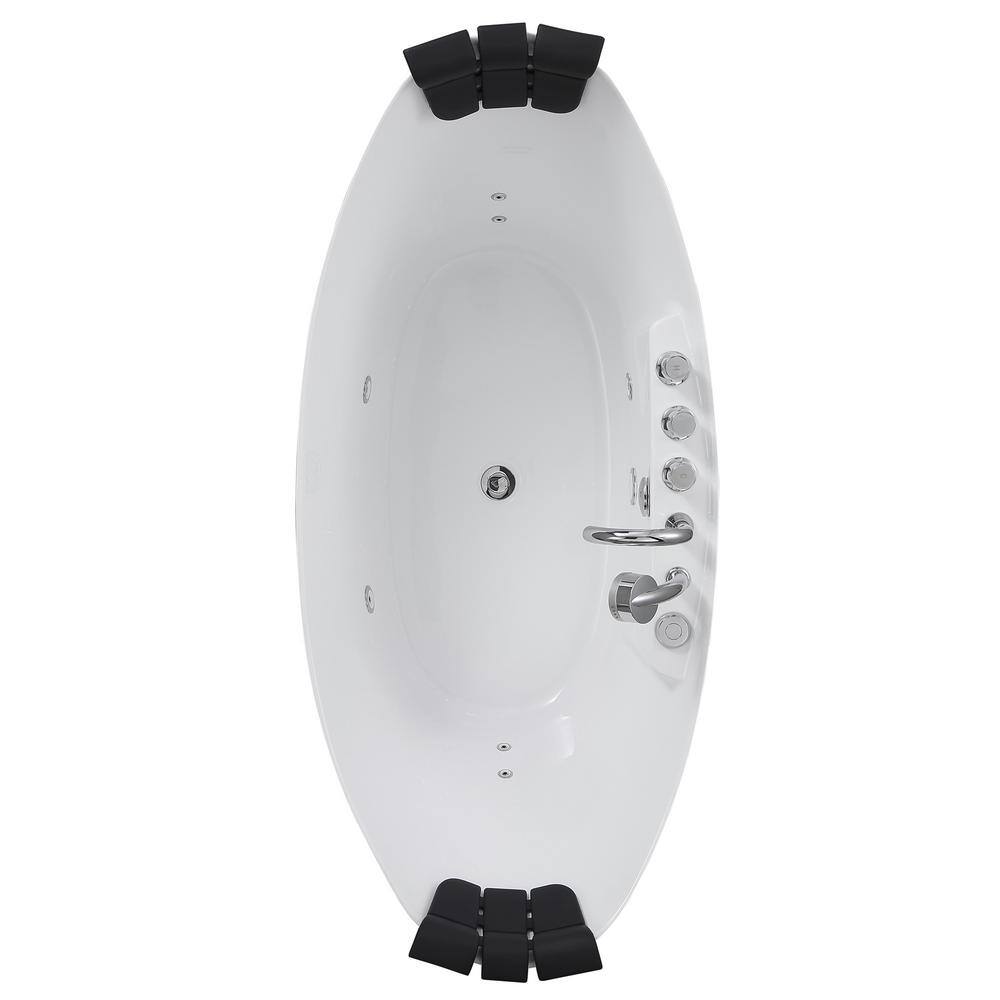 67'' White Acrylic Freestanding Whirlpool Bathtub with Faucet