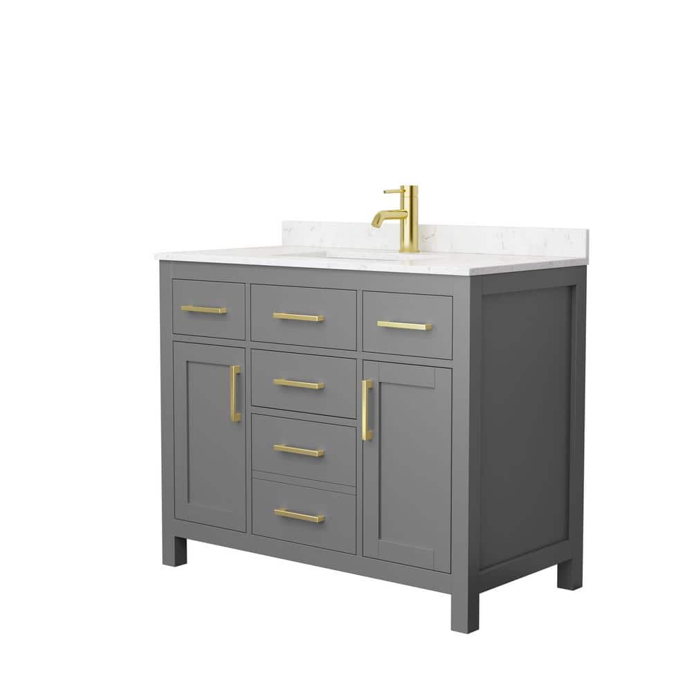 Beckett 42" Dark Gray Freestanding Vanity with Carrara Marble Top