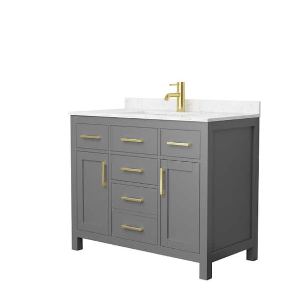 Beckett 42 in. W x 22 in. D x 35 in. H Single Sink Bathroom Vanity in Dark Gray with Carrara Cultured Marble Top