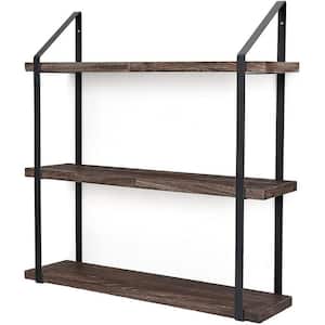 23.5 in. W x 5.9 in. D Brown Floating Wall Shelves 3 Tier Hanging Shelf Decorative Wall Shelf
