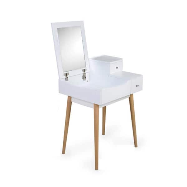 Unbranded 23.6 in. x 19.7 in. x 28.9 in. White Flip-Top Vanity Tables