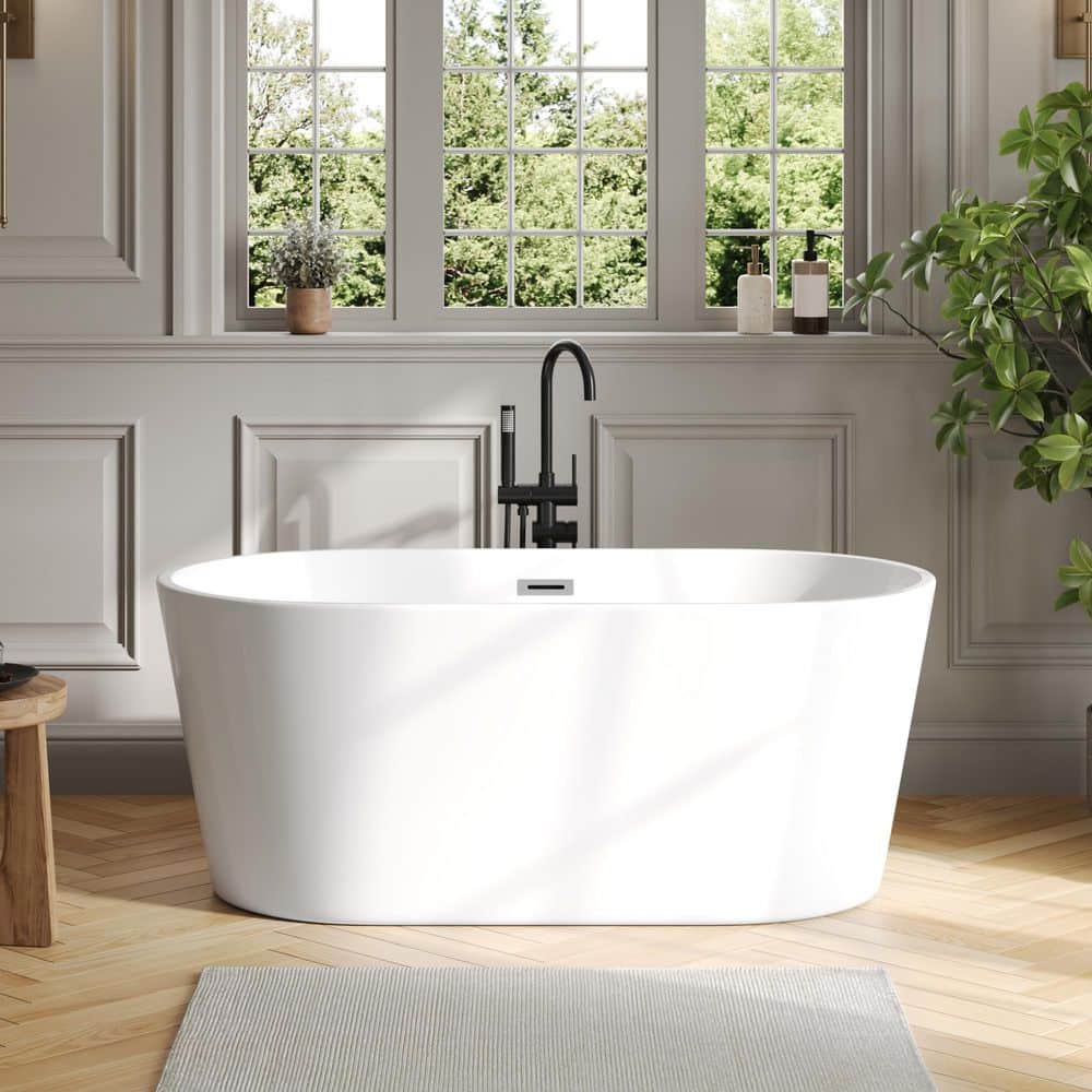 DEERVALLEY 55.12 in. x 29.53 in. Soaking Bathtub with Center Drain