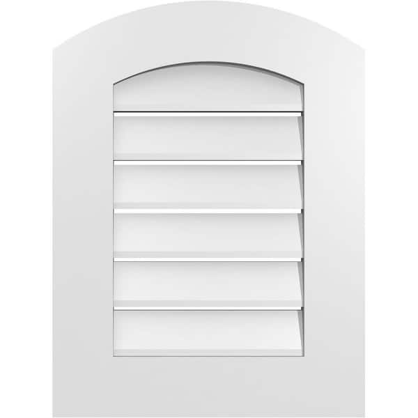 Ekena Millwork 18 in. x 22 in. Arch Top Surface Mount PVC Gable Vent: Decorative with Standard Frame