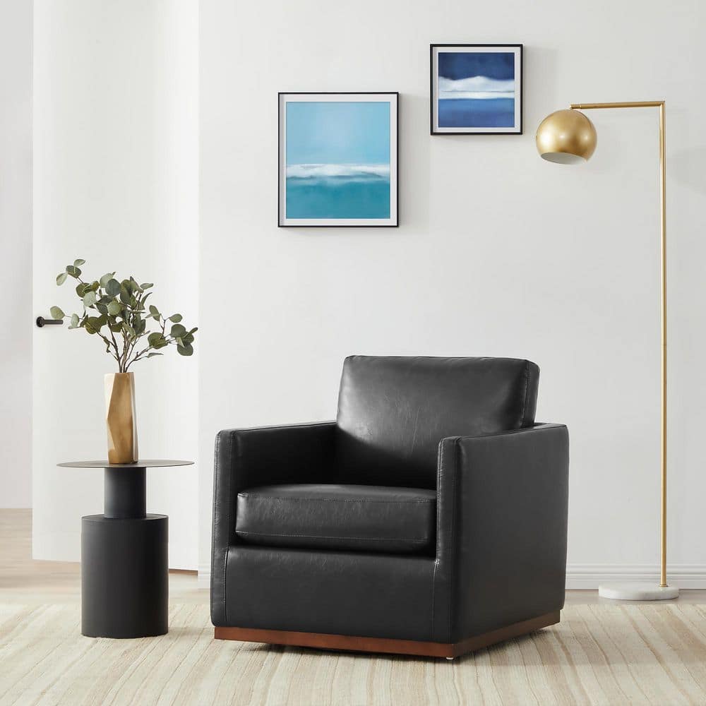 Kyle Black Faux Leather Swivel Mid Century Accent Chairs Upholstered Arm Chair for Living Room or Bedroom price history on PriceWatchPro