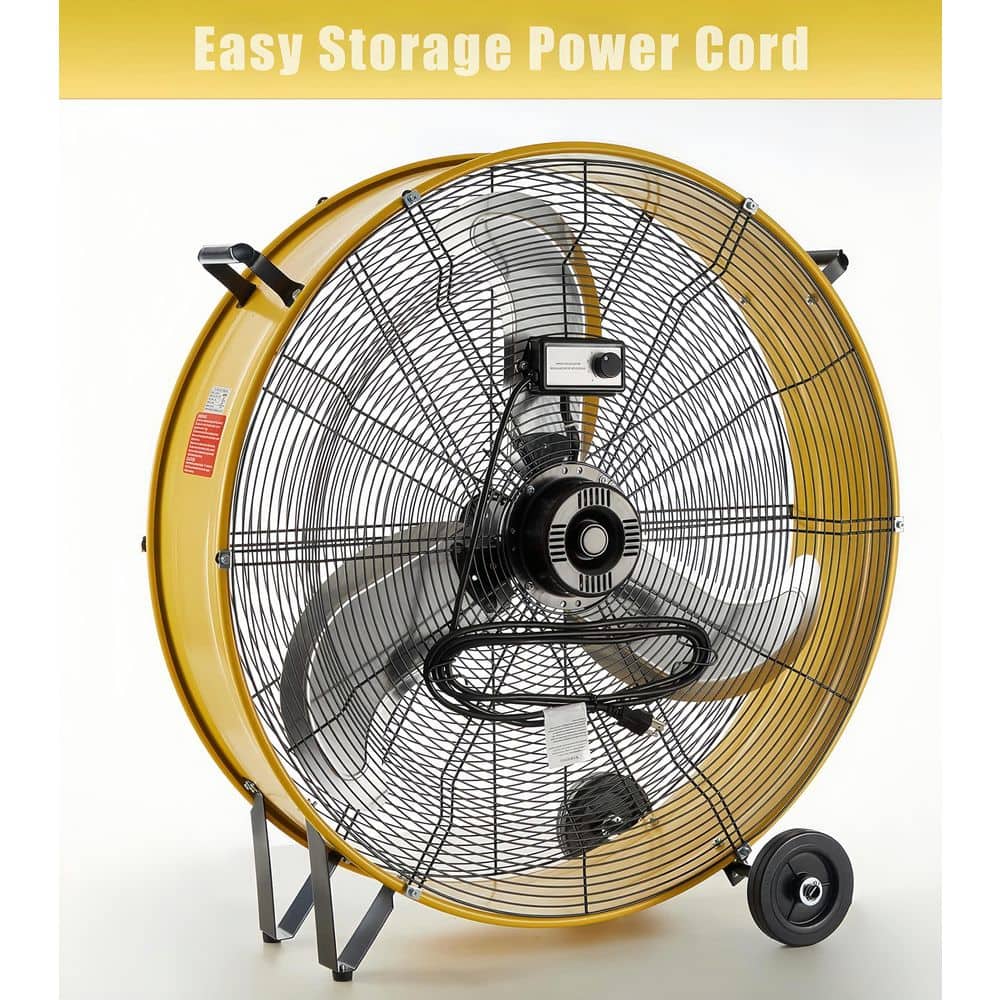 30 Inch Yellow High Velocity Aluminum Drum Floor Fan