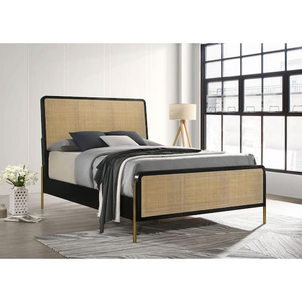 Arini Natural and Sand Wash Rattan Queen Panel Bed