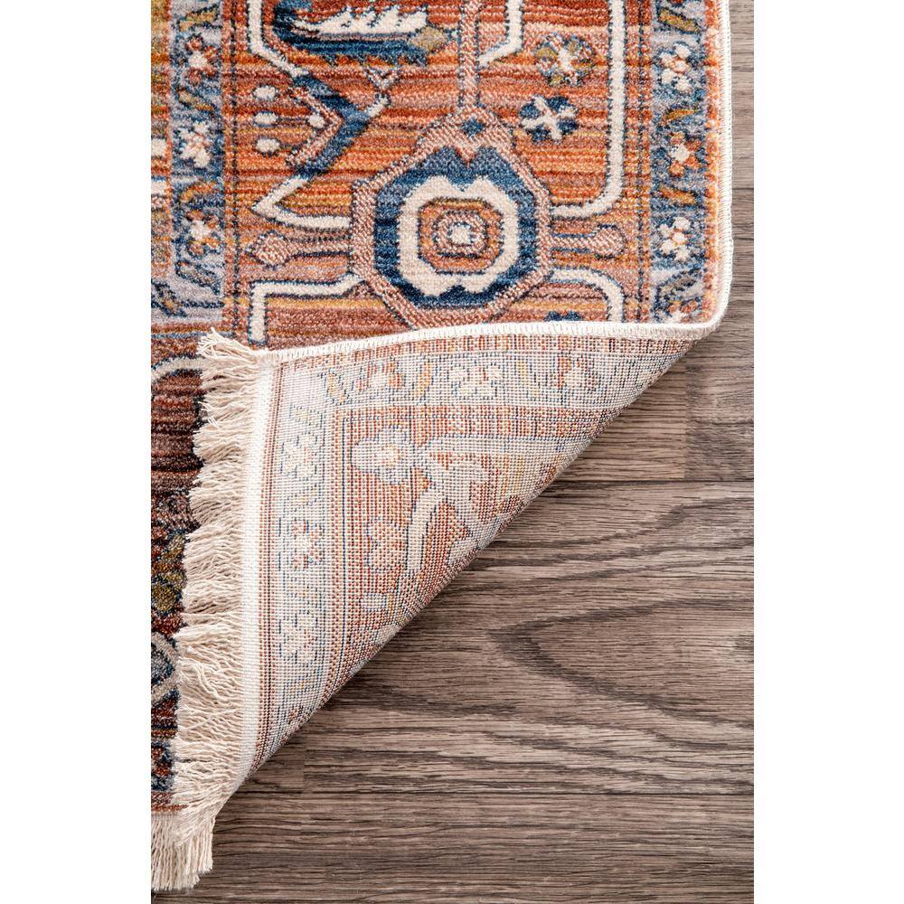 Harriet Rust Medallion Synthetic Runner Rug with Fringe