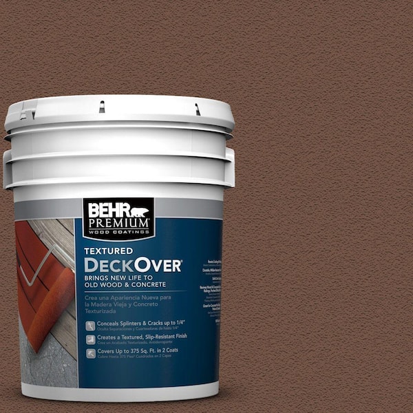 BEHR Premium Textured DeckOver 5 gal. #SC-129 Chocolate Textured Solid Color Exterior Wood and Concrete Coating
