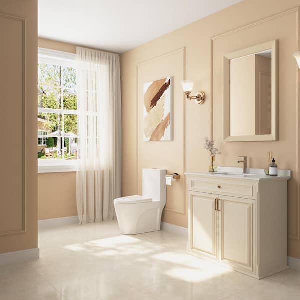 Ace 1-Piece 1.1/1.6 GPF Dual Flush Elongated Toilet in Glossy White, Seat Included