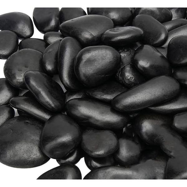 Large Polished Black River Rocks (1-2 in. 15 lb.) Garden/Plant Decor