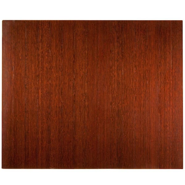 Anji Mountain Deluxe Dark Brown Mahogany 48 in. x 60 in. Bamboo Roll-Up Office Chair Mat without Lip