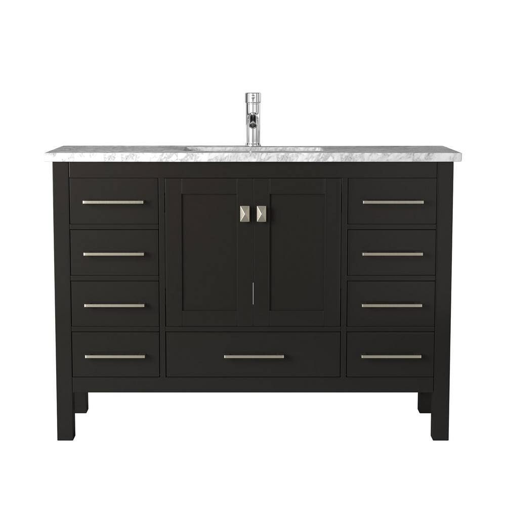 Eviva 48 in. W x 18 in. D x 34 in. H Vanity in Espresso with Carrera