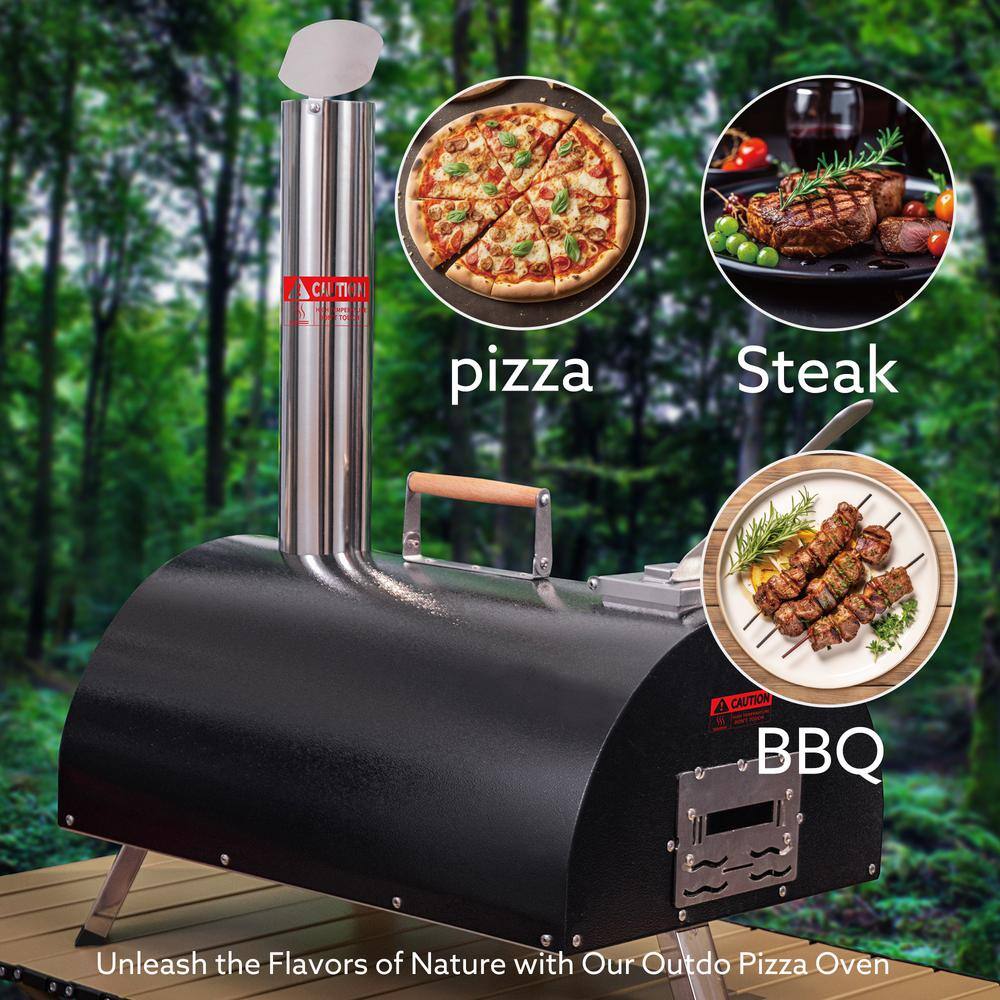12-Inch Black Stainless Steel Outdoor Wood Fired Pizza Oven