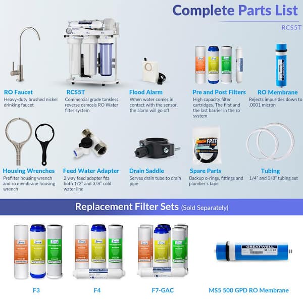 500GPD Residential and Light Commercial Under Sink Tankless Reverse Osmosis Water Filter System with 1:1 Drain Ratio 500GPD Residential and Light Commercial Under Sink Tankless Reverse Osmosis Water Filter System with 1:1 Drain Ratio