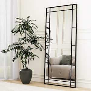 Black 28 in. W x 71 in. H Rectangle Metal Standing Mirror Full Length Farmhouse Mirror for Decorative