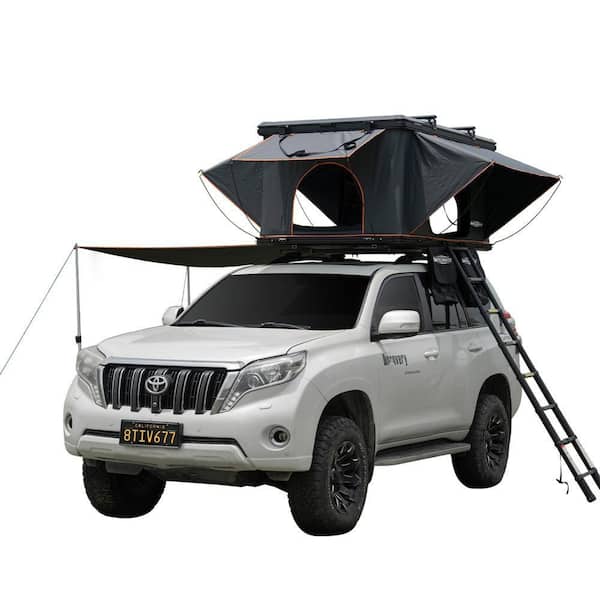 Pioneer HD Rooftop Tent Hard Shell with USB Outlet, Winter Thermal Liner, Summer Side Awning and Luggage Racks
