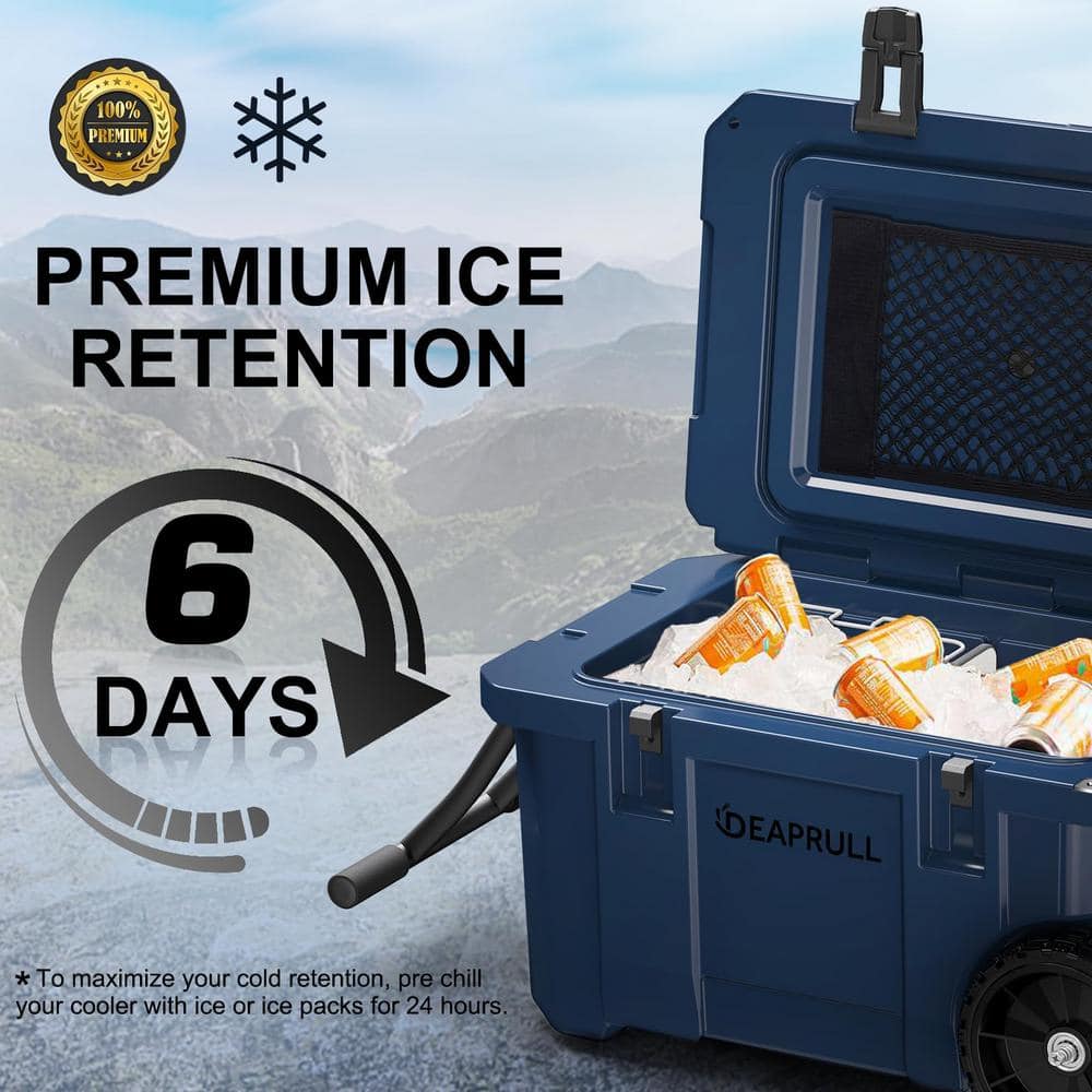 Blue 55 qt. Heavy-Duty Portable Chest Cooler with Wheels and Handle
