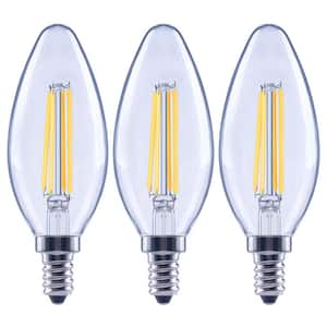 100-Watt Equivalent B13 Dimmable Blunt Tip Clear Glass Candelabra LED Vintage Edison Light Bulb Bright White (3-Pack)
