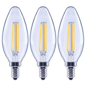 100-Watt Equivalent B11 Dimmable Blunt Tip E12 Candelabra Base Vintage Edison LED Light Bulb 3000K Bright White (3-Pack)