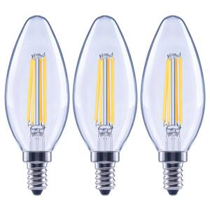 100-Watt Equivalent B13 Blunt Tip Dimmable E12 Candelabra Clear Glass LED Vintage Edison Light Bulb Bright White(3-Pack)