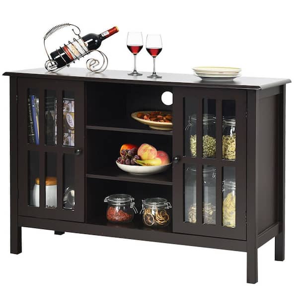 ANGELES HOME 43 in.Brown TV Stand Fits TV's up to 45 in. With Console Cabinet,Easy To Clean