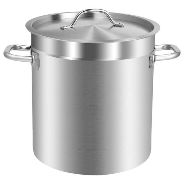 Stainless Steel Stock Pot 37 qt. Large Capacity Heavy Duty Cooking Pot with Induction Compatible Base