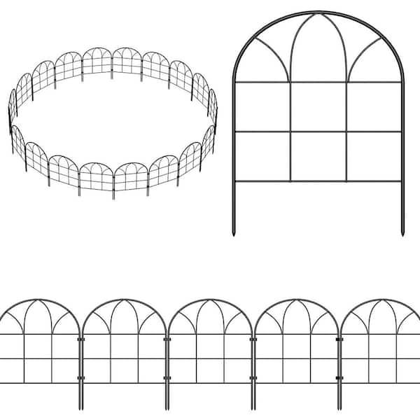 16.5 in. Rustproof Metal Garden Fence Modern Black Style 37 ft. Decorative Yard Patio Fencing 35-Pack