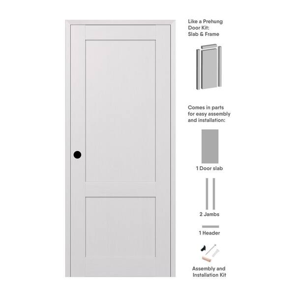 Belldinni 2-Pane Shaker 24 in. W. x 96 in. Right Bianco Noble Wood Composite DIY-Friendly Single Prehung Interior Door