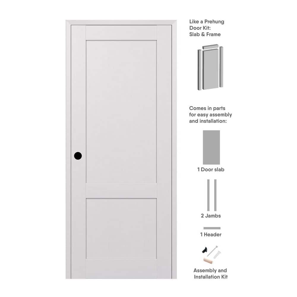 2-Pane Shaker 30 in. x 80 in. Right Hand Bianco Noble Wood Solid Core DIY-Friendly Single Prehung Interior Door price history on PriceWatchPro