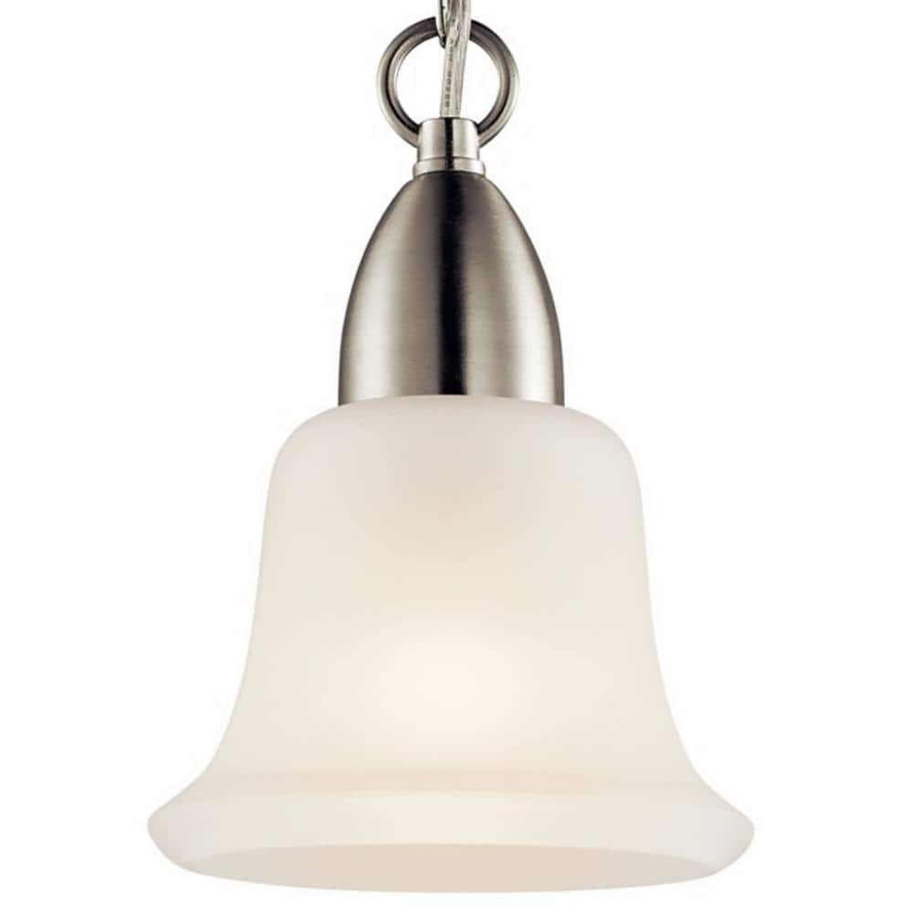 Elegant Brushed Nickel Mini Pendant with Satin Etched Glass