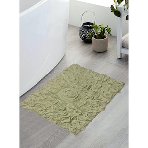 Bell Flower Collection 100% Cotton Tufted Bath Rugs, 17 in. x24 in. Rectangle, Green