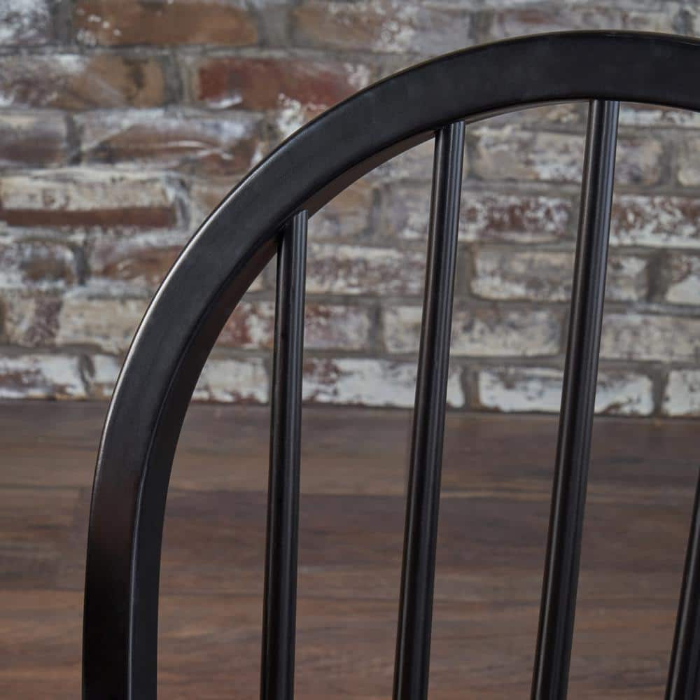 High Back Windsor Slat Side Chair in Black Rubberwood