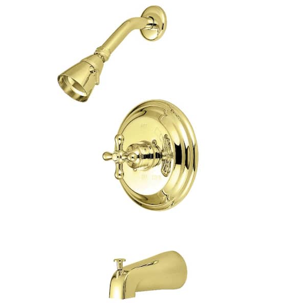 Kingston Brass Restoration Single Handle 1-Spray Tub and Shower Faucet 2 GPM with Pressure Balance in. Polished Brass