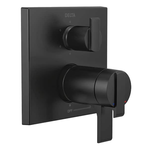 Ara 2-Handle Wall-Mount Valve Trim Kit with 6-Setting Integrated Diverter in Matte Black (Valve not Included)