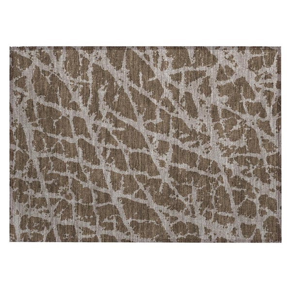 HomeRoots Brown 2 ft. x 3 ft. Abstract Indoor/Outdoor Area Rug