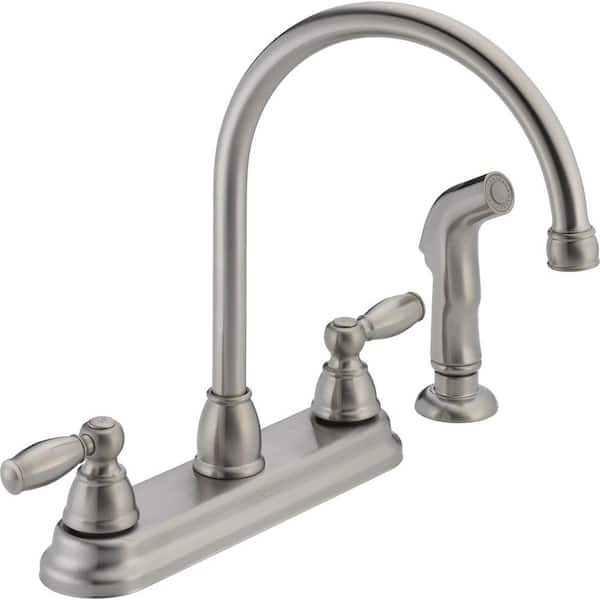 Peerless Apex Double Handle Side Sprayer Standard Kitchen Faucet in Stainless