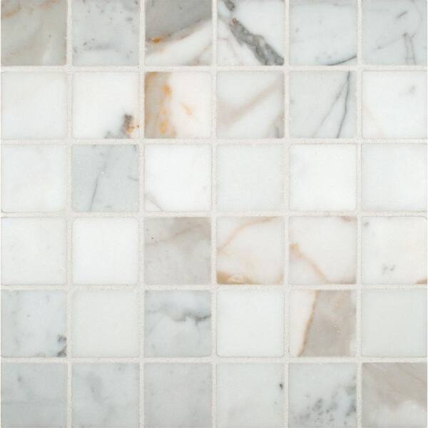 MSI Calacatta Gold 12 in. x 12 in. x 10mm Polished Marble Mesh-Mounted Mosaic Tile