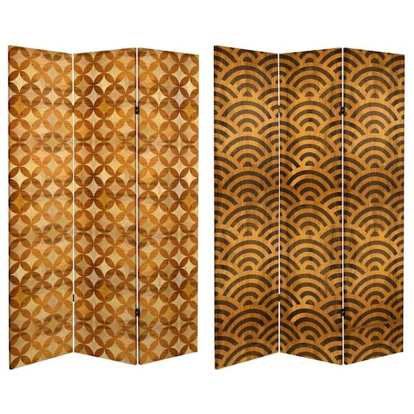 Unbranded Japanese Wood Pattern 6 ft. Printed 3-Panel Room Divider