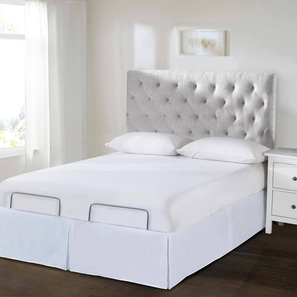 King White Polyester Adjustable Bed Skirt with 15" Drop