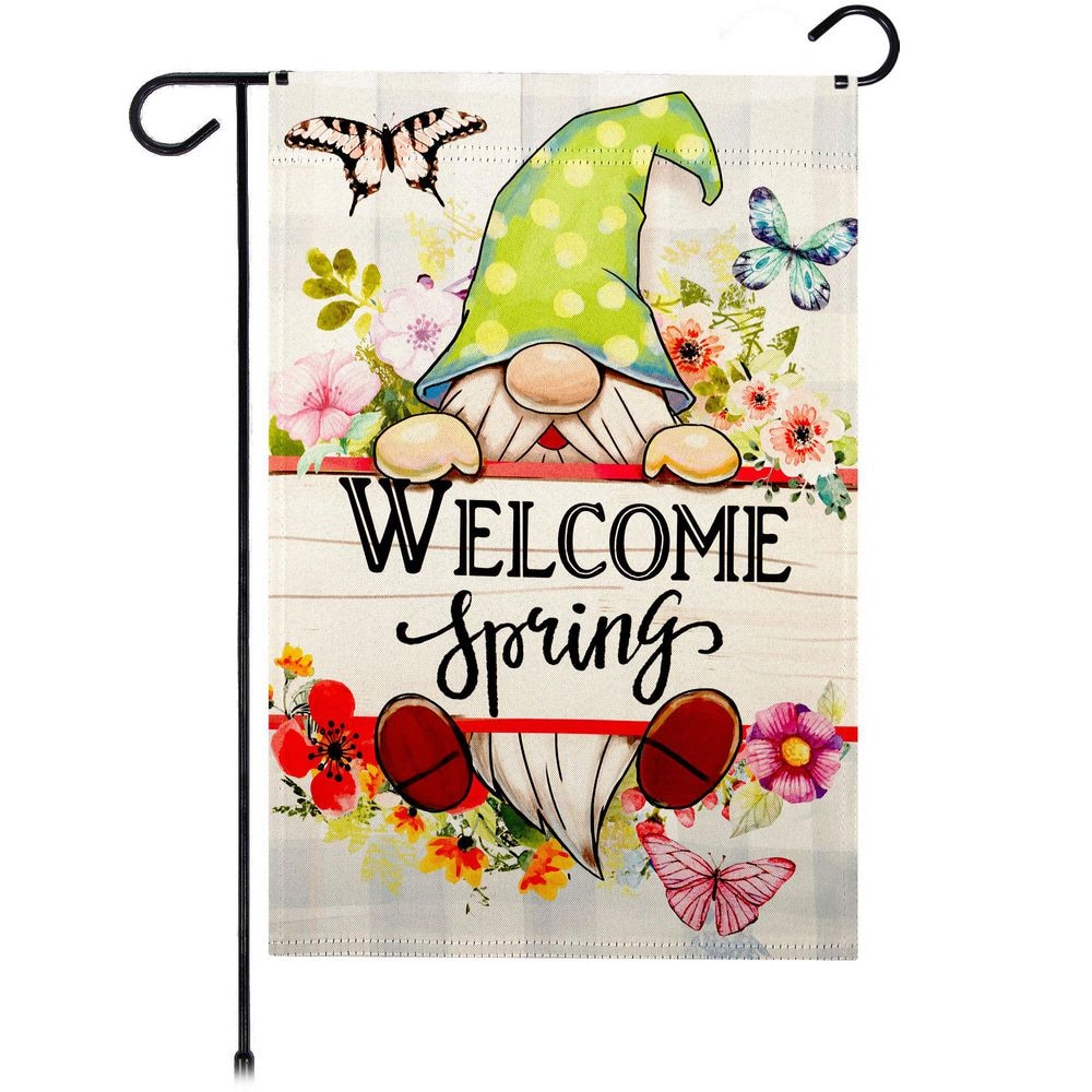 1 ft. x 1.5 ft. Polyester Welcome Spring Gnome Flowers 2-Sided Garden Flag Printed Blockout price history on PriceWatchPro