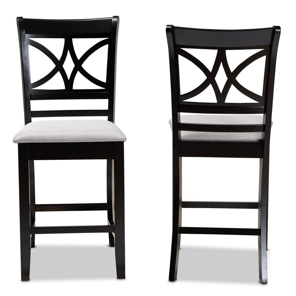 Chandler Gray Upholstered Wood Pub Chairs, Set of 2