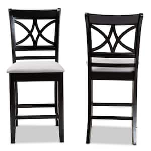 Chandler 25 in. Grey and Espresso Brown Pub Chair (Set of 2)