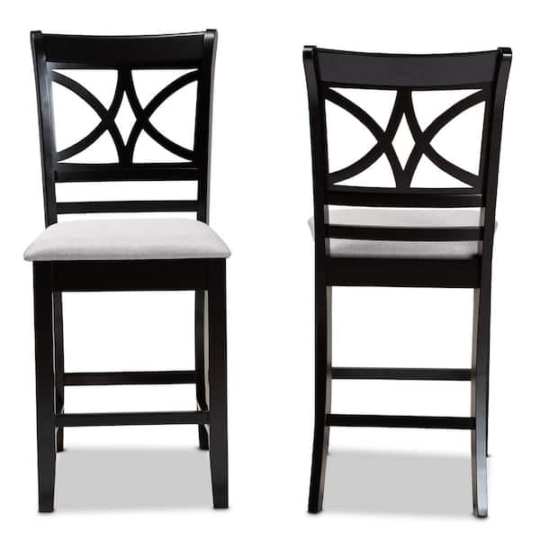 Baxton Studio Chandler 25 in. Grey and Espresso Brown Pub Chair (Set of 2)